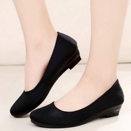 Nurse Work Heel Shoes Ladies Casual Canvas Flat Shoes Black Nurse Hotel Shoes Plus Size33-41
