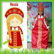 Murah Sz 8-12 Thn Kostum Negara Rusia/Baju Tradisional/Kostum Karnaval