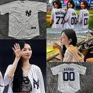 Aespa number baseball shirt, kpop karina winter ning ning casual top, striped sport jersey