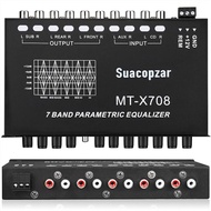 Suacopzar 7-Band Car Audio Equalizer W/Front, Rear + Sub Output, Adjustable 7 Bands EQ Car Amplifier