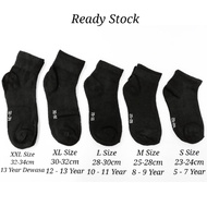 Stocking Black Short School Cotton Sekolah Hitam Sock ( S ), ( M ), ( L ), ( XL ), ( XXL )