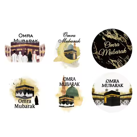 Omra mubarak Celebration Decorations Paper Sticker Gift Lable Seal Sticker Islamic Muslim Umrah Deco