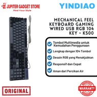 YINDIAO Mechanical Feel Wired USB RGB 104 Key Gaming Keyboard - K500