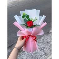 [Gift] Scented wax flower bouquet of 1 flower with apple leaves that lasts a long time - Piece meani