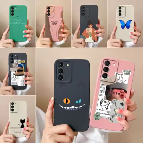 For Samsung Galaxy S21 S21 FE S21 Pro 5G Coques Butterfly Soft Silicone Liquid Cover Non Slip Funda 