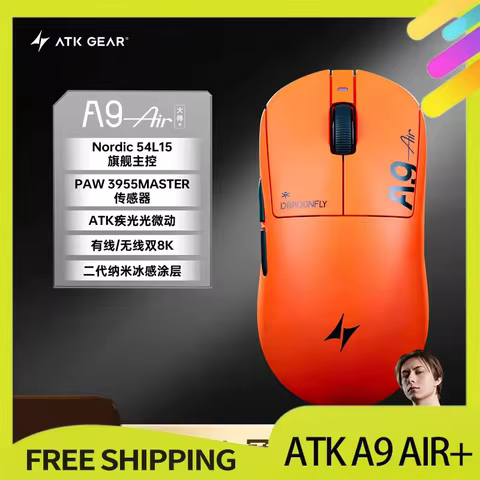 A9 Air+ ATK Mouse Master Version Wireless Three Mode Paw3955master Lightweight Nordic 54l15 E-Sports