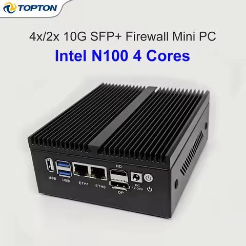 H10 Intel N100 4 Cores 4x/2x 10G SFP+ Firewall Mini PC, 2x 2.5G i226-V, DDR5 Industrial Router Compu