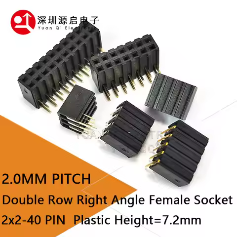 10PCS 2.0MM PITCH 2*2/3/4/5/6/8/20-40 PIN Double Row Right Angle FEMALE PIN HEADER Strip Connector S