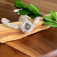 幽靈水晶球 扭扭手鏈 玻璃米珠x天然石 串珠手鏈