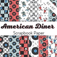 AMERICAN DINER: Scrapbooking paper | 50's retro milkshake bar inspired decorative paper set with vin