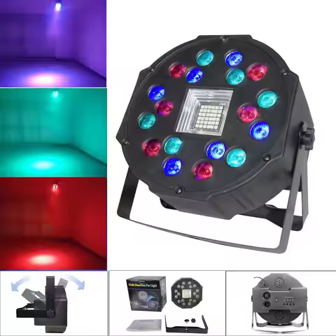 DMX512 RGB LED Stage Par Light 18LEDs Sound Activated Uplighting for DJ Party Wedding Club Disco Eve