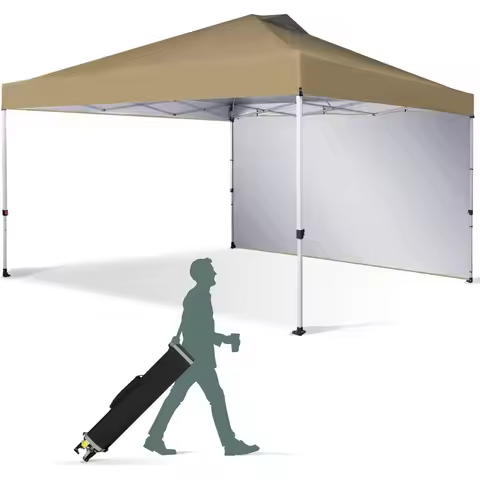 12x12 Pop Up Canopy Tent Instant Commercial with 150D Silver Coated Fabric Including 1 Removable Sid