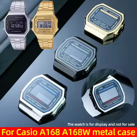 A168 Upgrade metal case For Casio A168W A168WA-1 Watch Modified Stainless Steel Housing + Mineral Cr