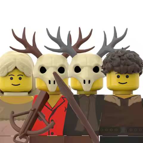 MOC Forest Monster Figures Building Blocks Hunter Deer Bone Mask Fairy Crossbow Weapons Bear Man Bri