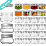 HSHELANXB Mason Jars with Sliver Lids, with Regular Mouth Lids Microwave Safe Glass Canning Jars, Re