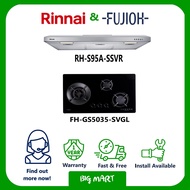 FH-GS5035SVGL &amp; RH-S95A-SSVR FUJIOH GLASS HOB with RINNAI SLIM HOOD