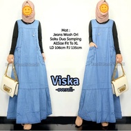 Overall Rok Jeans Polos Jumbo Panjang Payung fit XL Rok Kodok Jumbo Saku Depan Baju Kodok Remaja Out