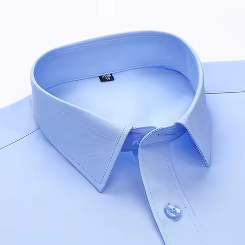 Bamboo Fiber 8XL Men Shirt Long Sleeve Casual Big Size Shirts for Men Without Slim Fit Office Blue W