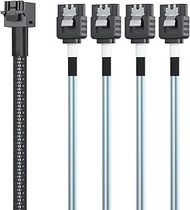 10Gtek MiniSAS HD SFF-8643 Breakout to 4xSATA Cable, Compatible with Raid Controller Hard Drive, 0.7