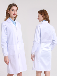 Carlanisa Lab Coat Long Sleeve Lab Coat White White Coat Lab Gown White Laboratory Gown White Coat D