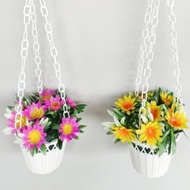bunga dekorasi gantung + pot bunga plastik gantung