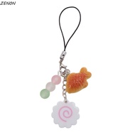 ZENON Fish Cake Keychain, Pink Squid Roll Street Food Food Taiyaki Pendant, Phone Lanyard Bag Charm 