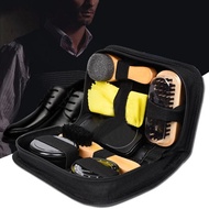 Fashion Shoes Cleaning Kit With Box Wooden Handle Brushes Shoe Shine Polish Portable Travel Leather
