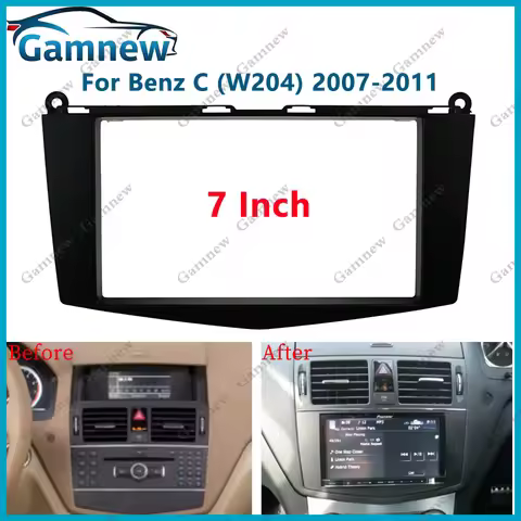 7 Inch Facia Trim Navigation Frame Double DIN Gapless Fit Center Console for Mercedes Benz C CLASS W