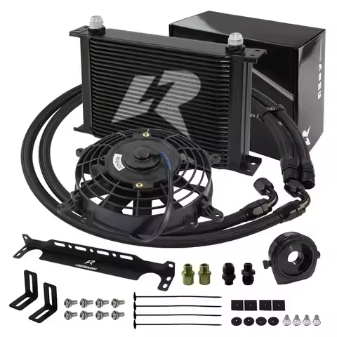 Oil Cooler Kit Universal LR 25 Row AN10 +Filter Adapter Hose Kit +7" Electric Fan Kit 3/4"-16UNF&M20