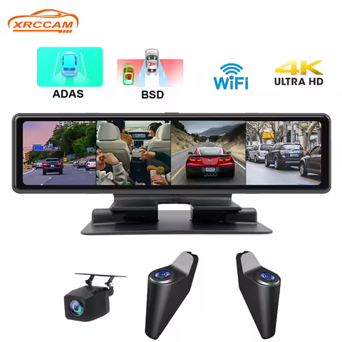 4 ways Dash Cam 360° panoramic monitoring 4K+1080P*3 wifi ADAS BSD 12 inch Dashboard Rearview mirror