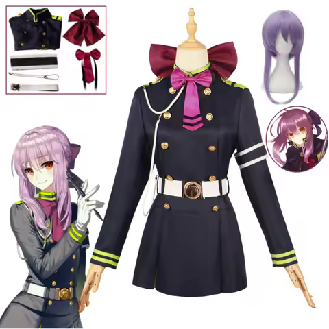 Anime Jepang Owari No Seraph Owari No Seraph Hiiragi Shinoa Cosplay Kostum Purple Uniform Anime Full
