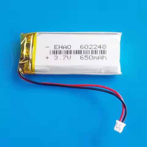 3.7V 650mAh Lipo Polymer Lithium Reachargeable Battery + JST 1.25mm 2pin Connector for MP3 GPS Recor