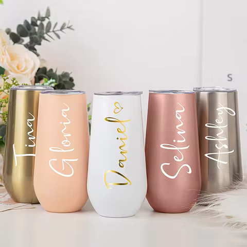 Custom Logo Name 6oz Water Cup Insulated Water Bottle Coffee Cup Vacuum Travel Mug 6oz Beer Cup Lase