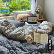 GONI CHILL duvet cover set in Beige Gray color - Elastic bed sheets 4-25cm high, sizes 1m, 1m2, 1m4,