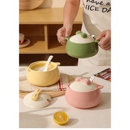 Kitchen Large-Capacity Lard Jar Ceramic Meat Oil Jar with Lid High Temperature Resistant Chili Oil S