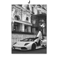 ภาพศิลปะผนังแฟชั่นรถสีดำขาวหรูหรา - โปสเตอร์และภาพพิมพ์สไตล์นอร์ดิกสำหรับตกแต่งบ้าน 1001