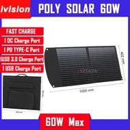 ivision Premium Polycrystalline Solar Energy 100W Fast Charge 4PORT(1PD TYPE-C  1DC  1USB QC3.0  1US