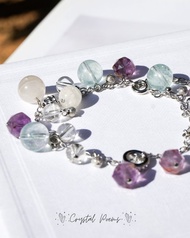 海藍寶 千層白幽靈 紫幽靈 白水晶 水晶 手鏈 手鍊 霜雪 禮物