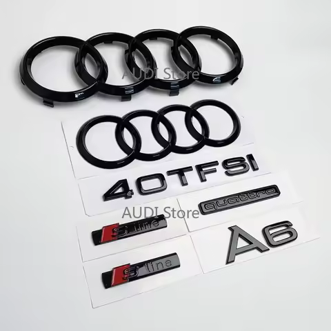 AUDI A6 After 2019 4-Ring logo ABS Black Car Hood Front Bonnet Grill Rear Trunk Emblem Badge Sticker
