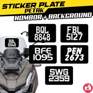 Sticker Nombor Plate Motor Petak Background Hitam Two Layer Motorcycle Number Decal Oracal