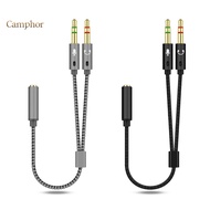 Camphor  Headphone Splitter 2 in 1 High Fidelity Lossless Nylon-Braided Dual 35mm Male Microphone Au