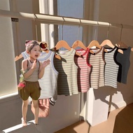Girls Vintage Striped Sleeveless Camisole Kids Slim Fit Tank Top 90–140cm