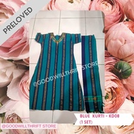 Baju India Wanita - 1 Set (Baju &amp; Celana) Kurti Warna Biru - KD08