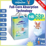 [Free 3 Pcs] Company Love Baby Diaper Tape Pants Pull-Up Leak-proof Size NB (68's) /M (42's) /L (40'