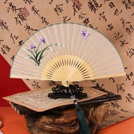 Zhou Embroidered Fan Folding Fan Hanfu Fan Antique Cheongsam Fan New Chinese Style Fan Cheongsam Fan