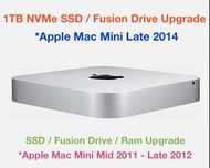 Apple Mac Mini  1TB SSD 固態硬碟 / 混合硬碟 升級服務 蘋果 Mac Mini 電腦 *1TB M.2 NVMe SSD upgrade for Apple Mac Mini 2011 - 2014