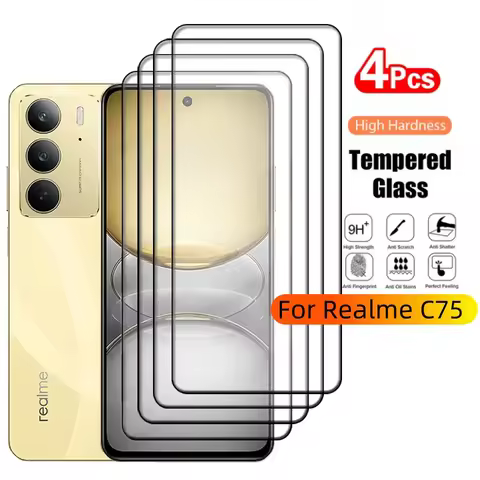 4Pcs For OPPO Realme C75 Glass Realme C75 Tempered Glass Phone Protective Full Cover 9H Protective S