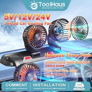 Strong Triple Fan 360° Air Conditioning 3X Cooler Desktop USB Mini Fan For Car Van Truck Kipas Keret