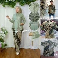 Couple Kebaya Sage Green Batik CM Sage Couple Batik Dress Set Sage