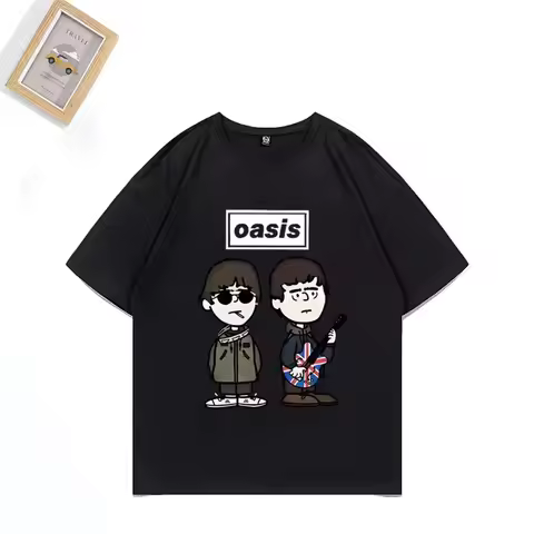 Oasis Live 25 Tour T-Shirt Man's Women Summer Tide Oversized Casual ONeck Short Sleeve Shirts Pure C